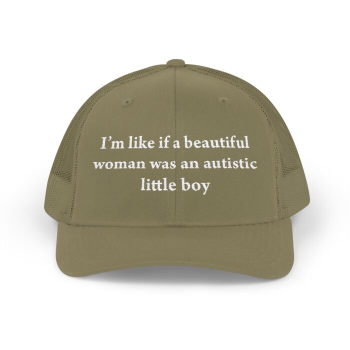 BEAUTIFUL WOMAN AUTISTIC LITTLE BOY TRUCKER HAT - Image 1